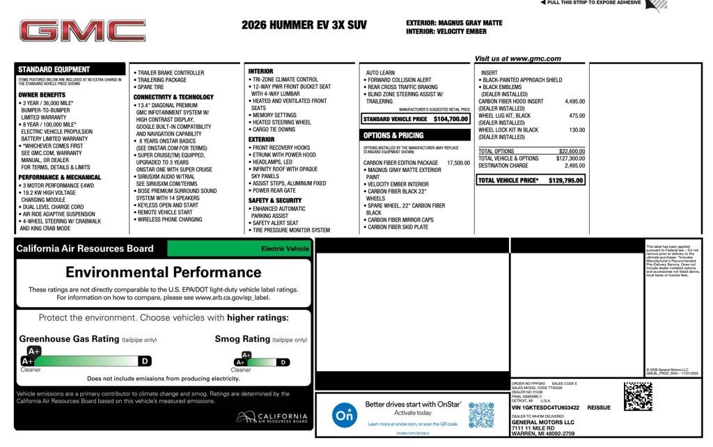 2026 GMC Hummer EV SUV 3X Carbon Fiber Edition